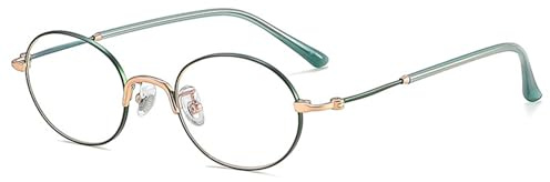 ALKAHE Metall Brillengestell für Damen Herren Klein Rund Brille ohne Stärke Leichte Titan Dünner Rahmen Schwarz Rahmen