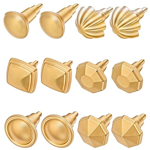 GOMAKERER 12Pcs 6 Styles Miniature Metal Door Knob, Golden Mini Alloy Door Handle Knobs Miniature House Hardware Minihouse Decoration Accessories for DIY Crafting House Model