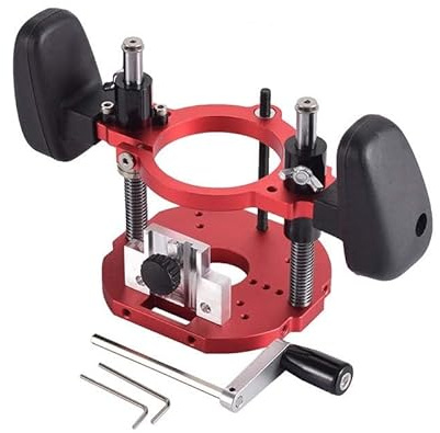 Router Lift Table with Manual Plunge Base and Positioning Jig, Aluminum Alloy Benchtop Platform for Woodworking