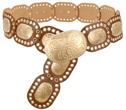 VONMELLI Western Gürtel Damen Breiter Concho Scheibengürtel für Jeans Kleider, Vintage Cowgirl Cowboy Boho Gürtel Y2K Ledergürtel