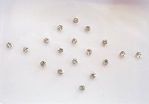 Other 32 Silber 1mm Stick on Stein Fake Nasenstecker Aufkleber Silber Stein Runde Bindis Selbstklebende Gesicht Juwelen, 32 Count (Pack of 1), Stein