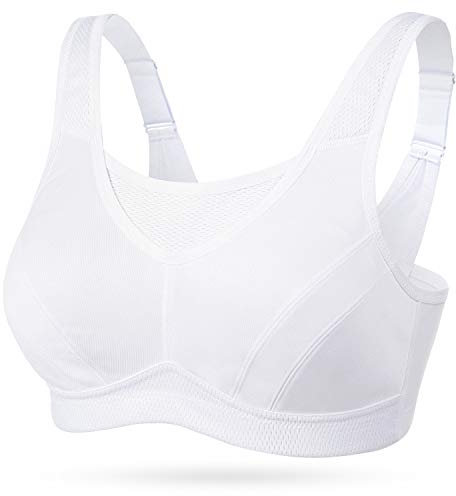 Wingslove Damen Sport BH ohne Bügel Nicht Gepolstert High Impact Bustier Halt Joggen BH (Weiß 42D)