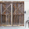 ABAKUHAUS Rustique Rideau de Douche, Ancien entrepôt en Bois, Tissu Ensemble de Décor de Salle de Bain avec Crochets, 175 x 200 cm, Brun