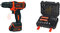 BLACK+DECKER BDCDD12-QW Perceuse-visseuse sans fil - Chargeur inclus, 10.8V, Sans coffret, 1 batterie & A7188-XJ Coffret de Perçage et Vissage-50 Pièces, Noir