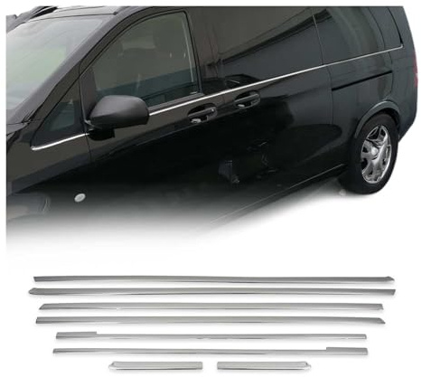 OMAC Fensterleisten für Mercedes Vito W447 2014-26 L3 Extra Langer Radstand | Zierleisten, Chrom, fahrzeugspezifisch