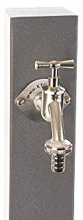 KTC Tec TRINKWASSER Wassersäule TSQG 950 Beton Optik Stein grau, Wasserzapfsäule Wasserzapfstelle Gartenzapfstelle Zapfstelle Zapfsäule Bewässerung Garten Spender, quadratisch eckig