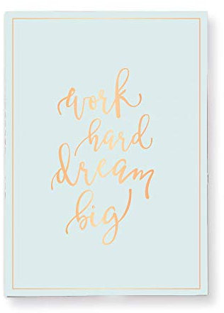 Grafik-Werkstatt 63765 Notizheft groß | 52 Blatt liniert mit Steppheftung | Kupferschnitt| Work Hard Dream Big | 17 x 24 cm, Mint