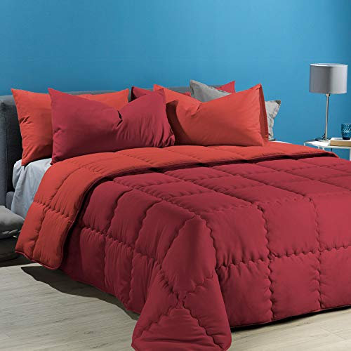 Caleffi 78756 Microfibra Modern Trapunta per Matrimoniale Letto, Rosso (13967)