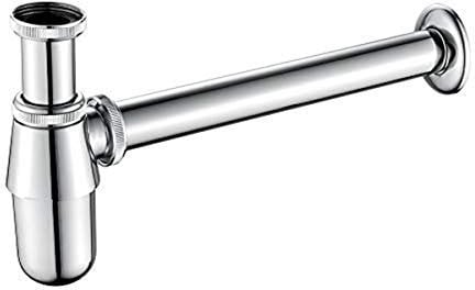 Ibergrif Sifone Universale per Lavabo Bagno in Ottone, 1 1/4 x 32 mm Sifoni Tubo, Altezza Regolabile 16.5-23.5 cm, Sifone con Manicotto in Gomma, Anti-odore & insetti, Cromato