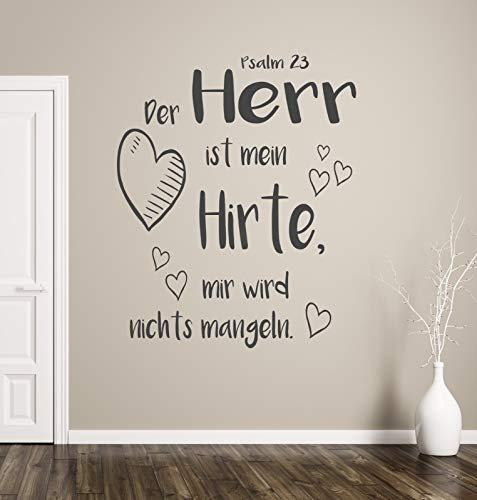 tjapalo® pk234 Wandtattoo Der Herr ist mein Hirte Wandtattoo Wohnzimmer Spruch Psalm 23 Wandtattoo christlich, Farbe: Schwarz, Größe: H29xB25cm
