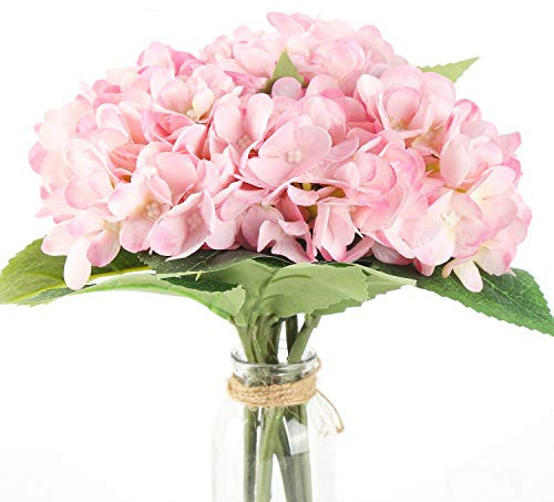Flojery Künstliche Hortensien aus Seide, mit Stiel, für selbstgemachte Hochzeitssträuße, Arrangements, Party, Heimdekoration, 6 Stück (6 Stück Stemmed Pink)