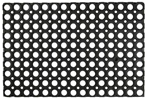 Nicola Spring Heavy Duty Rubber Door Mat - Non-Slip Weatherproof Ring Outdoor Entrance Doormat - 60 x 40cm - Black
