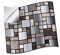WALPLUS 24 Stück 15x15cm Metallic Silber Grau Stein Mosaik Grey Aluminium Folie Wandfliesen Aufkleber Abziehen und Kleben Backsplash Abziehbilder Startseite Dekore Aufkantung für Küche Badezimmer