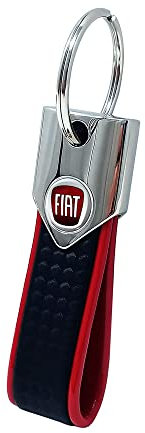Quattroerre Schlüsselanhänger Fiat Carbon Rot Logo Colors Offiziell, mehrfarbig, One size