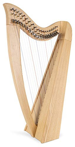 Classic Cantabile H-19 Keltische Harfe 19 Saiten - Celtic Harp mit 19 Saiten - In Es-Dur gestimmt - Mit Halbtonmechanik - Aus Eschenholz - Inklusive Tasche und 2 Stimmschlüssel - Höhe: 73 cm