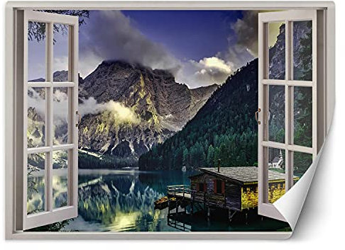 Feeby - 3d Tapete - Fensterblick - 210x150 cm, Fototapete Schlafzimmer - Deko Wohnzimmer - Wallpaper - Wand Deko - Wandtapete XXL - Tapete - Wanddeko - Vliestapete - Landschaft
