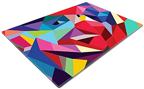 Glass Chopping Board 50 x 40 | Kitchen Worktop Protector | Multifunctional Cutting Board | Work Top Savers | Kitchen Accessories | Extra Large | Pink Blue Yellow