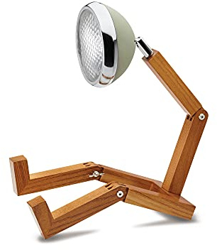 Mr Wattson Tischlampe, handgefertigt, verstellbar, LED-Nachttisch, 15,5 x 18 - 40 cm, Wüstengrün