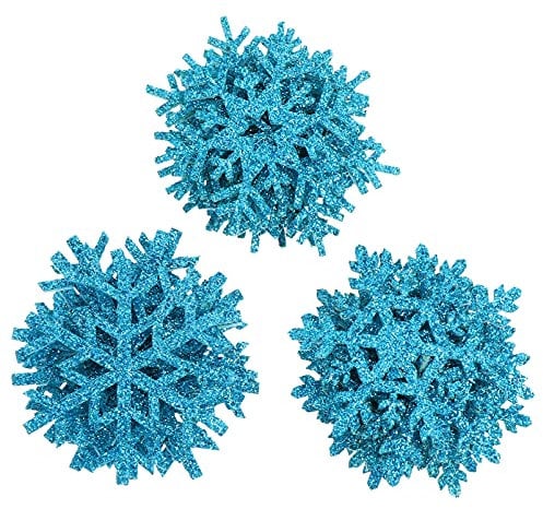 30Pcs Schneeflocke Patches Hand Häkeln Spitze Doilie für Handwerk Schneeflocke Mini Deckchen Spitze Setzern Baumwolle Appliques Patches für Kleidung Stirnbänder Hüte Blau