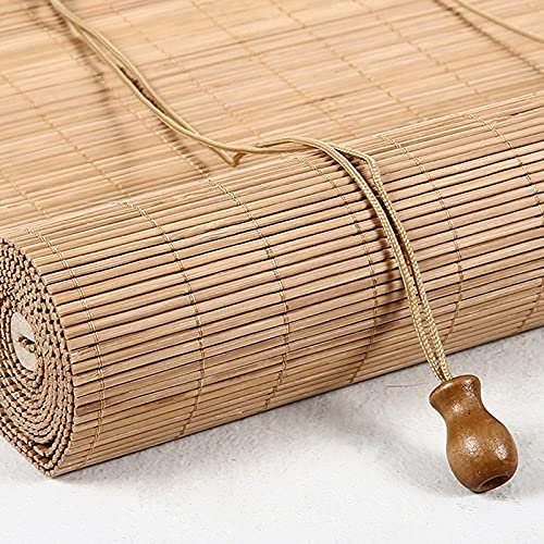 MQKQ Bambus-Rollos Extern, Bambusvorhänge Mit Kordelzuglinge, Rolltöne Sonnenschirm, Römische Jalousien, Schutzschutz, Vorhang Für Balkone, Türen Und Fenster, Carbonisierte 135X260 cm / 53X102In,Carb