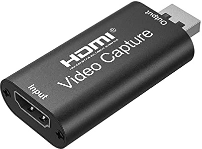 Haxto Videoaufnahmekarte, HDMI-Capture-Karte, USB-Aufnahmekarte, 4K-HDMI auf USB 2.0, Aufnahme über DSLR-Camcorder-Cam für High-Definition-Erfassung, für Rundfunk, Meeting, etc. (schwarz)