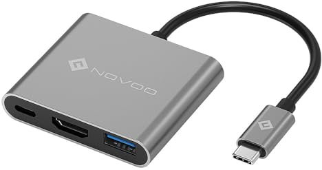 Hub USB C a HDMI, NOVOO 3 en 1 Adaptador USB C HDMI con HDMI 4K@30Hz, USB 3.0, y estación de Acoplamiento PD 60W Compatible con Macbook Pro/ChromeBook Pixel/Surface/iPad Pro/Steam Deck