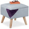 Relaxdays Samthocker mit Stauraum, gepolstert, eckig, mit Holzbeinen, Wohnzimmer Sitzhocker, HBT: 40x40x40 cm, hellgrau