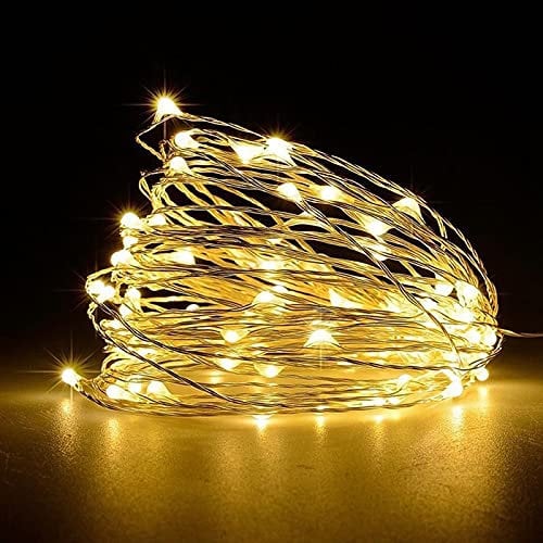 Jsdoin Fairy Lights, 2 PCS 50 LED Battery Operated String Lights Copper Wire Light for Indoor Outdoor Lighting, Bedroom, Wedding Decor, Party, Christmas, Tree Decoration(5M/16ft, Warm White)