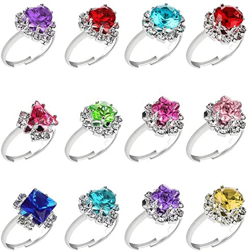 Mädchen Ringe, Prinzessin Schmuck Set,12 Stück Kinder Ringe, Kinderringe Prinzessin Set, Kinder Ringe für Mädchen, Ring Kinder Mädchen, Zufälliger Stil Perfekt für Kinder Geburtstag Party Favors