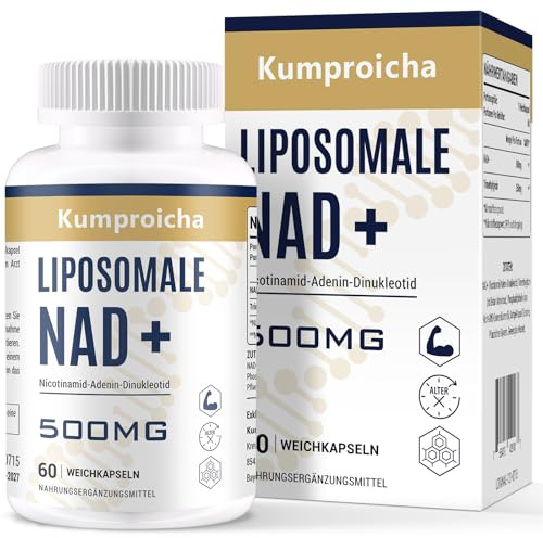 Liposomale NAD+ Supplement 500 mg mit TMG 250 mg – Hochwertige Softgel-Formel mit verbesserter Absorption (60 stück (1er Pack))