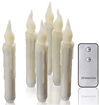 zalati Velas cónicas LED 12 piezas Luces parpadeantes sin llama con control remoto Fuente de alimentación de batería para Halloween Árbol de Navidad Fiesta de boda en casa - Luz cálida
