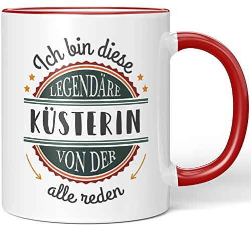 JUNIWORDS Tasse, Ich Bin Diese legendäre Küsterin, von der alle reden, Rot (5057130)