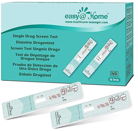 Easy@Home 10 Cocaine Test Dip Card: Drug COC Single Panel Drug Tests Kit Instant Testing Result in 5 Minutes - #EDCO-114