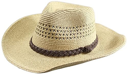 MCHDMI Sombrero Paja, Sombrero de Paja for Hombre, Sombrero de Playa de ala Ancha, Gorra de Paja Plegable, Sombrero Ligero for el Sol, Sombreros Fedora de Talla Grande for Viajes (Color : Hollow out