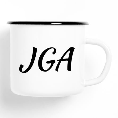 huuraa Emaille Tasse JGA Junggesellenabschied Geschenk Kaffeebecher Vintage 300ml JGA Geschenkidee