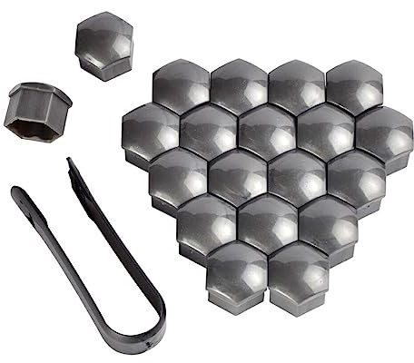 lerwliop Packung mit 20 Auto-Radmutterkappen, universeller Rostschutz, Auto-Nabenschraubenkopf-Abdeckung, Dekoration, staubdichter Automobilschutz, Grau, 19mm