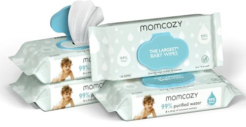 Momcozy 240 Pack Water Based Baby Wipes Extra Large Design 99% Water Based Wipes Fragrance Free and Hypoallergenic Wipes for Babies and Babies