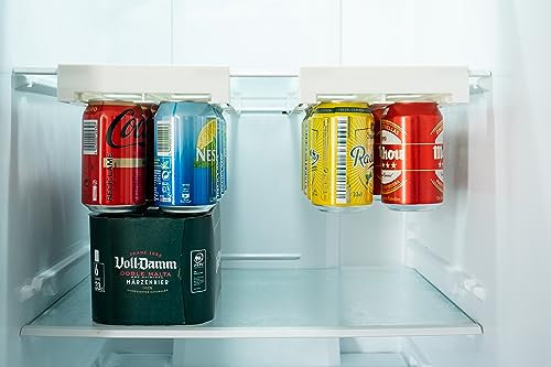 ZAHARA+ Organizador Latas Nevera No oxidable y Autoajustable - Dispensador de Latas para Frigorífico - Gran Almacenaje para Bebidas - Pack de 2 Unidades Capacidad 16 latas