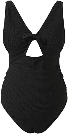 Schwangerschafts-Badeanzug für Mütter und Babys, schwarz, gerippte Schleife, Fitness, Sport-BH, Einteiler, Badeanzug, gerüscht, Schnürung, Bademode, Umstands-Badeanzug, Oberteil, Schwarz , 50