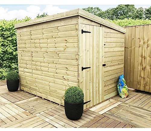 INSTALLED 7 x 5 WINDOWLESS Garden Shed Pressure Treated T&G PENT Shed + Side Door (7' x 5' / 7ft x 5ft) (7x5)