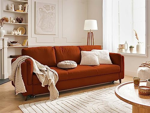 Brooke – 3-Sitzer Sofa – mit Schlaffunktion – aus Samt Rostfarben