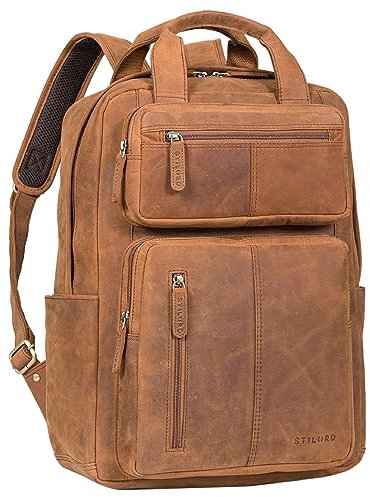 STILORD 'Amos' Exklusiver Business Lederrucksack Vintage Laptop Rucksack Herren Studenten Echtleder Business Rucksack Damen Leder Retro