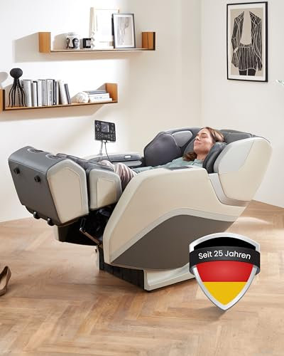 WELCON Prestige III Massagesessel in grau beige | der Massagestuhl mit Sensor Scan, der Ihre Größe erkennt