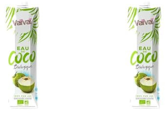 Vaïvaï - Eau de Coco Bio - 100% Pur Jus - Douce et Rafraîchissante - Sans Sucres Ajoutés - 1 Brique Tetra Pak d’1L (Lot de 2)