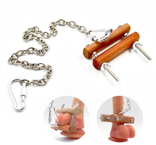 Hodenstrecker Ballstretcher Men,Einstellbarer Cockring Hodenringe aus Holz mit Kette für DIY Penistraining,CBT Keuschheitsgürtel für Herren Extrem,Penisring Cock Ring,Nippelklemmen Brustwarzen Sex (B)