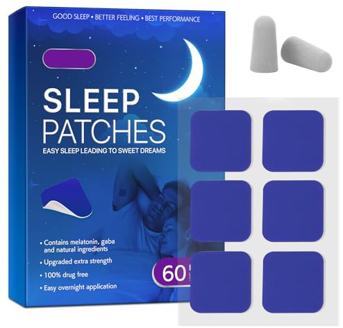 DGUSO 60 Patchs De Sommeil Profonds Pour Adultes Avec 1 Paire De Bouchons D'Oreilles Pour Améliorer La Qualité Du Sommeil Naturel (Bleue)