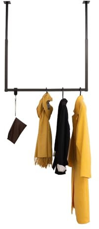 Home Deluxe - Garderobenleiste SWAY - Farbe: Schwarz, bis zu 30 x 60 cm - verstellbar I Wandgarderobe Garderobenpaneel Kleiderhaken