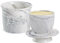 MSJGA Beurrier avec couvercle, le beurrier français original pour tartiner le beurre, pot à beurre en céramique marbre pour comptoir avec ligne d'eau, stockage du beurre, décoration de maison et de