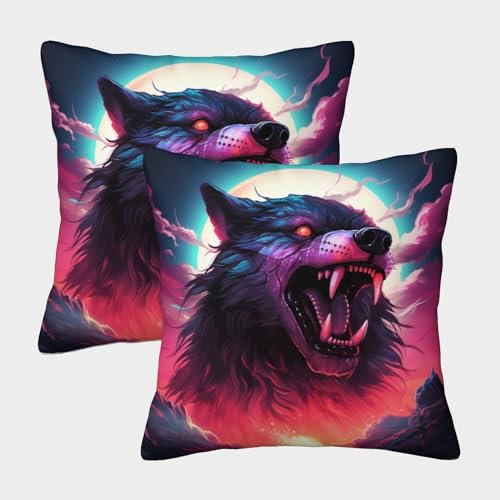 ChengzeTCo Bully Anime Wolf Bunt Gedruckt Bequemes Kissen Wurf Kissenbezüge Für Heimsofa Dekoratives Kissen Geschenk Jahrestag 45x45cm,Packung Mit 2