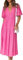 MessBebe Femmes été col en V Manches moelleuses Robe décontractée Couleur Unie Robe de midi Volants Robe de Plage Rose XXL